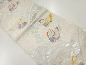 リサイクル 鴛鴦に牡丹模様織出し袋帯